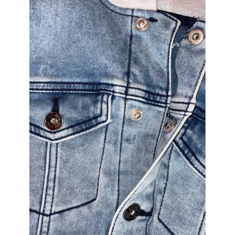 ART CLASS Boys Denim Jacket Jean Sweatshirt Hooded Medium‎ Light Wash Grey 8 10